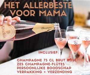 Champagne Koechlin Rosé 75 cl met zes flûtes voor jouw mama!
